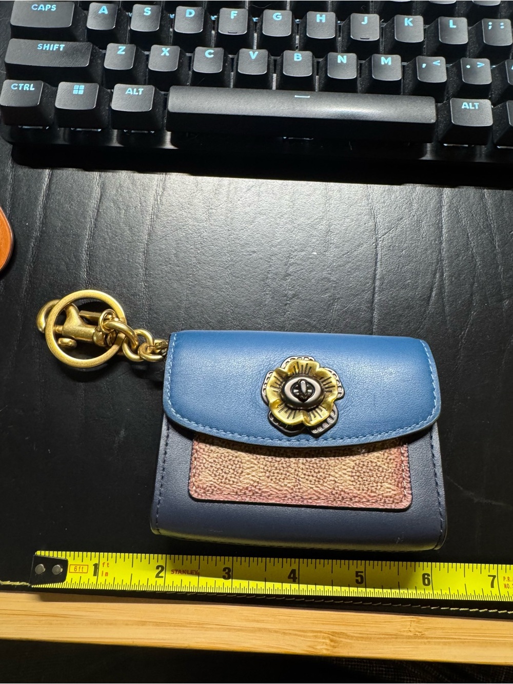Coach mini Parker tea rose card case bag charm